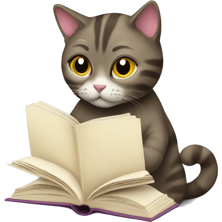 cat reading book emoji