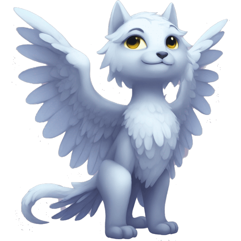 Anthro shy cute winged animal hybrid full body emoji