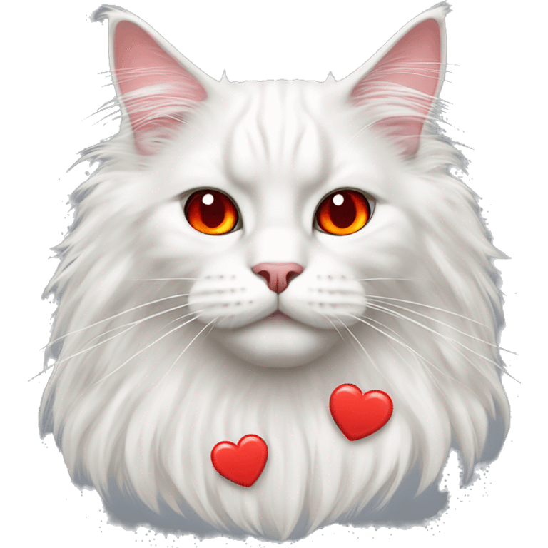 White Maine Coon with red heart eyes emoji