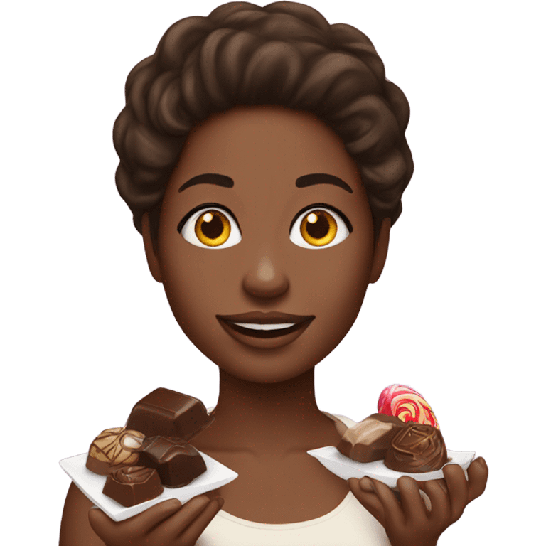 Black woman eating chocolates  emoji