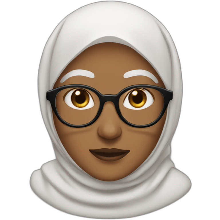 Hijabi white old woman with glasses and brown eyes emoji