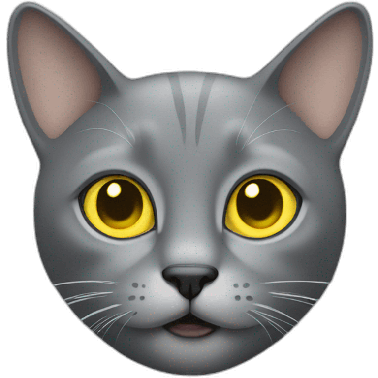 gray cat with yellow big eyes emoji