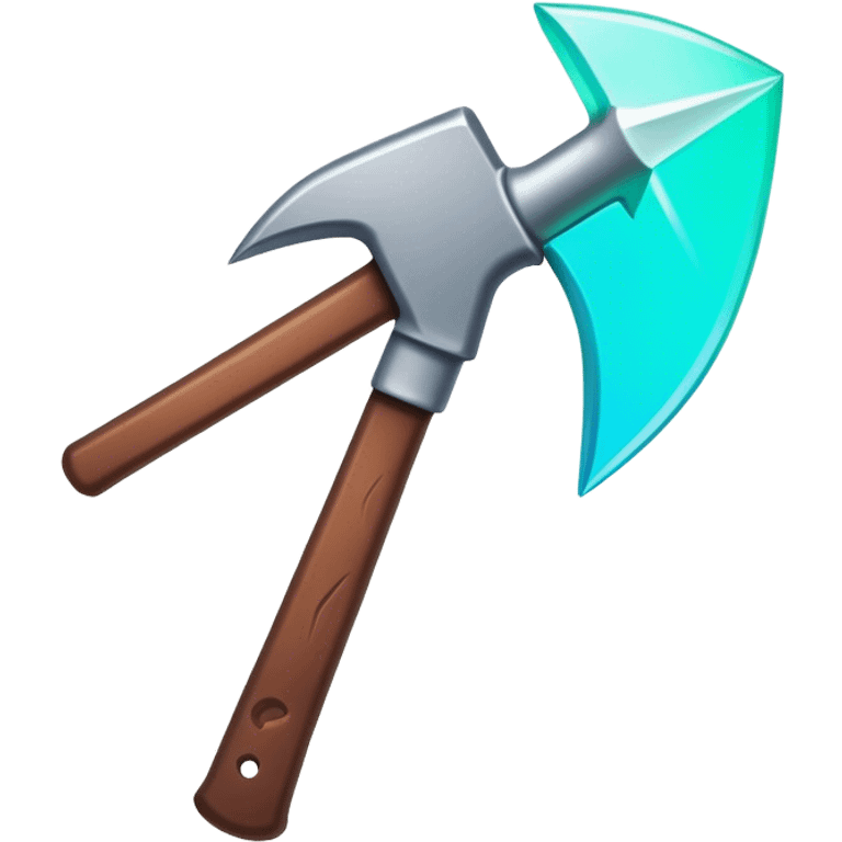 Clash of Clans aesthetic: Cinematic Playful Pixel 3D Pickaxe Portrait Emoji, rendered in a 3D vector-style similar to standard emojis with minimal shading and bold, simplified shapes. A compact, distinct form with signature details, softly glowing with a pixelated adventure charm. Simplified yet unmistakably iconic, highly detailed and consistent, glowing with a soft radiance and high shine. Stylized with a touch of classic pixel-art charm and a soft glowing outline, capturing the essence of a beloved gaming relic with a friendly, playful manner! emoji