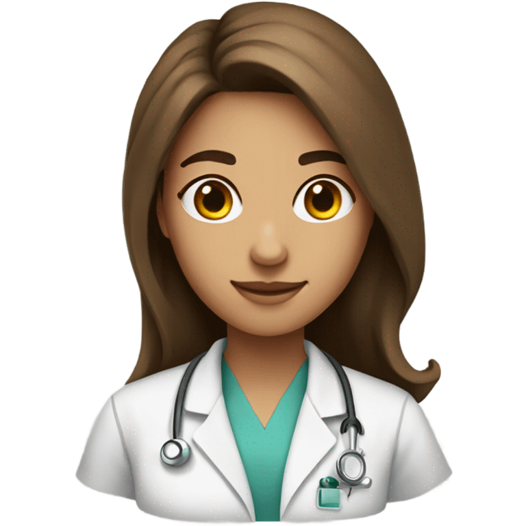 a medical student 20 years old girl student tan skin, brown hair emoji