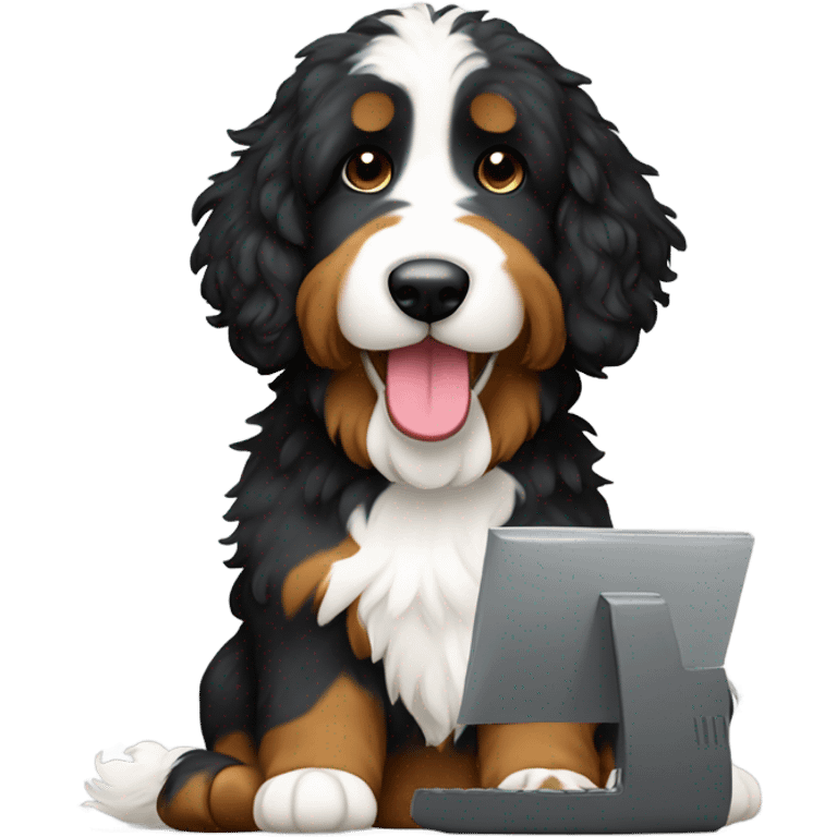 bernedoodle and computer emoji