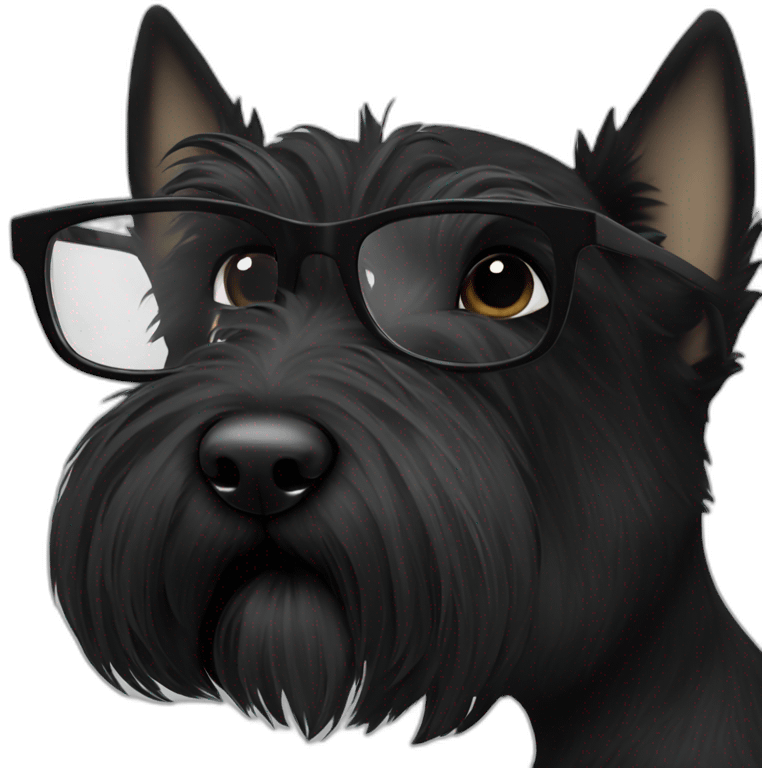 black Scottish terrier glasses black emoji