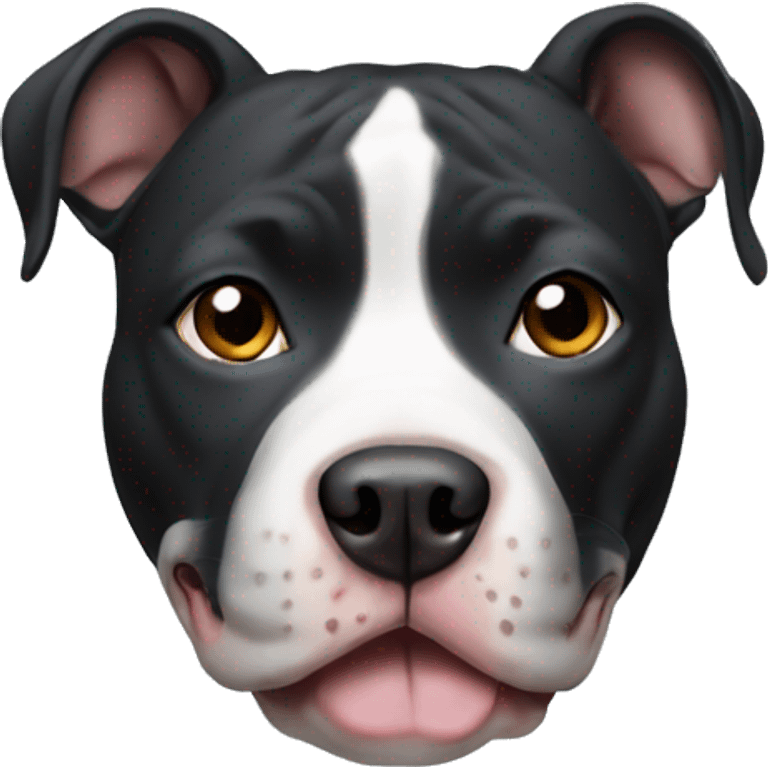 Black and white pitbull with cropped ears emoji