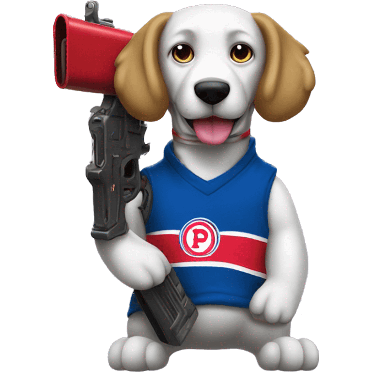 Franklin Sixers Dog Mascot with T-Shirt gun emoji