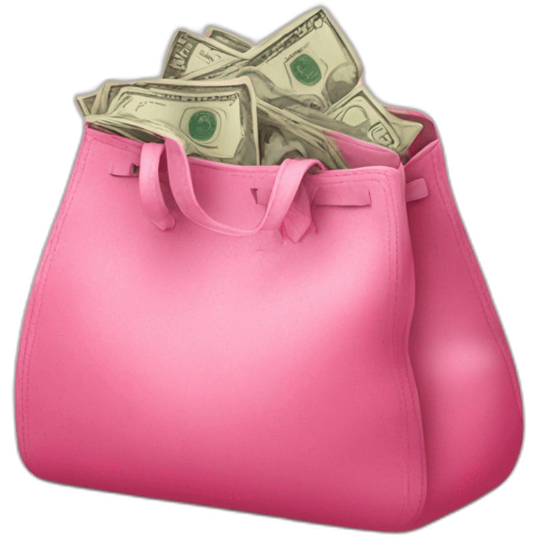 pink bag with money emoji