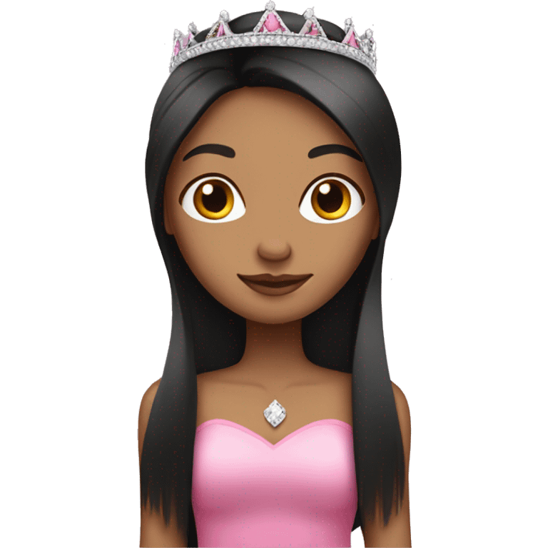 tan girl with black long straight hair with a pink tiara  emoji