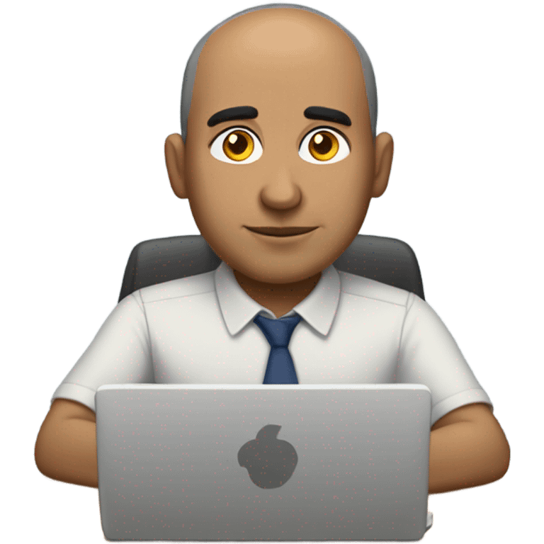 Working at my desk remotely from home balding Hispanic male emoji