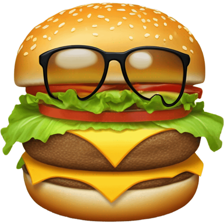 Generate a playful burger emoji wearing sunglasses, symbolizing a fun cheat meal moment. emoji