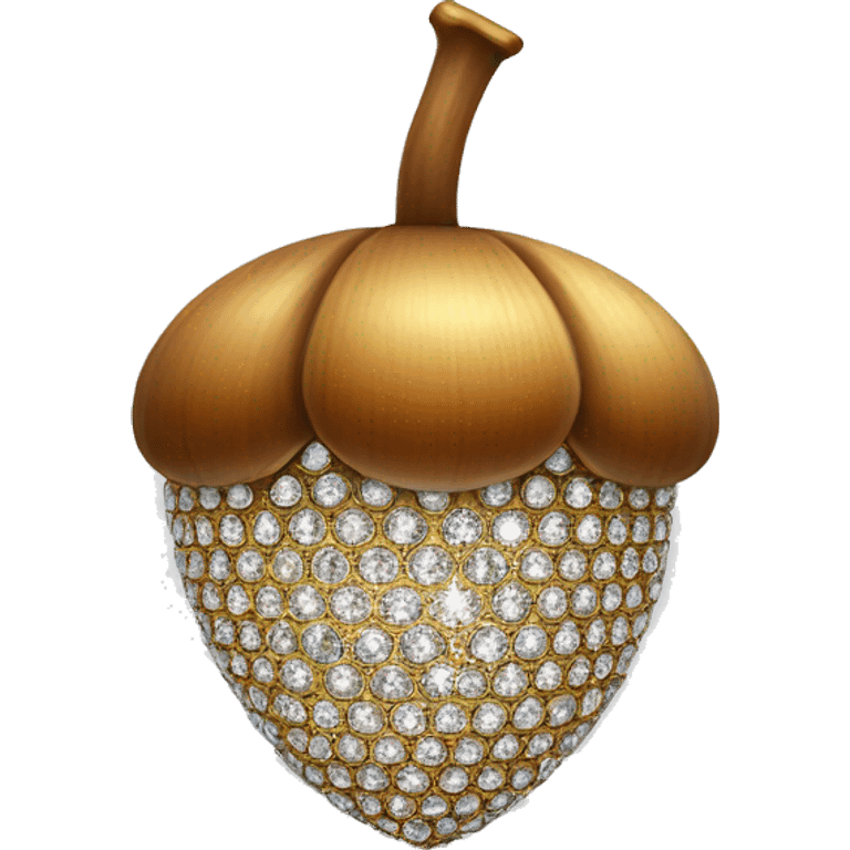 an Acorn made from diamond, sparkling cut diamond, with stem of gold emoji