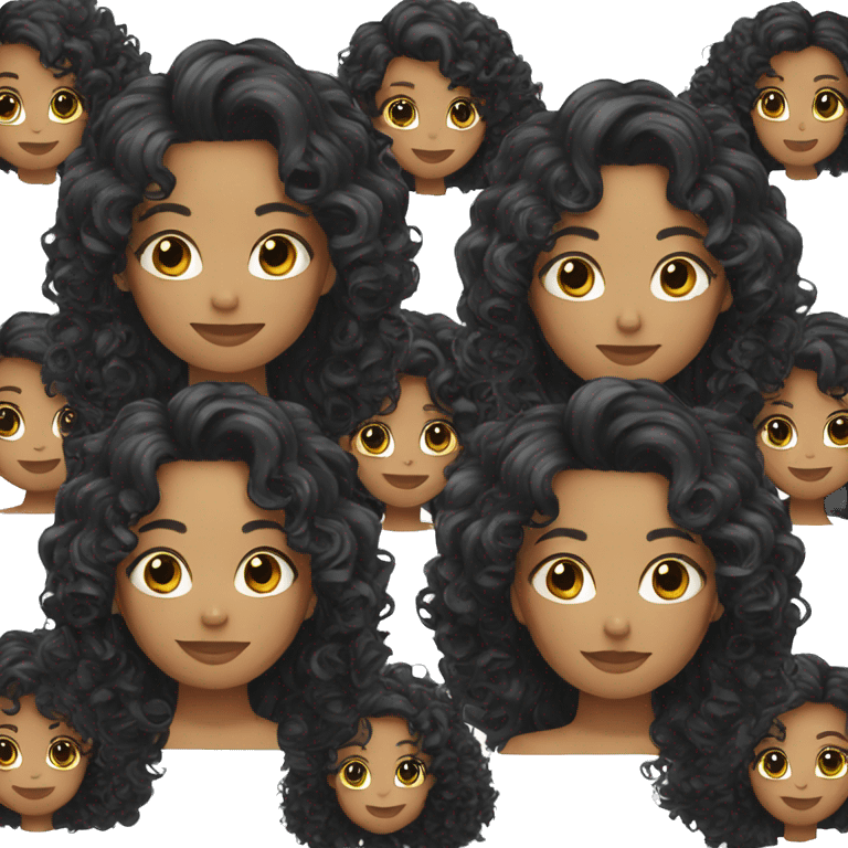 2 girls curly hair and wavy black color hair emoji