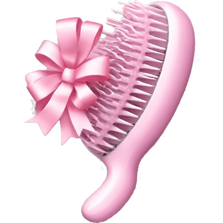 light pink hairbrush inspired by a tangle teezer with a bow in the middle emoji