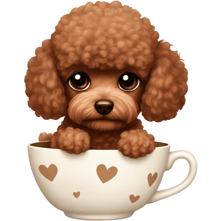 Brown Teacup poodle in a teacup emoji