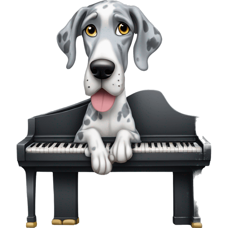 Blue Merle Great Dane with piano emoji