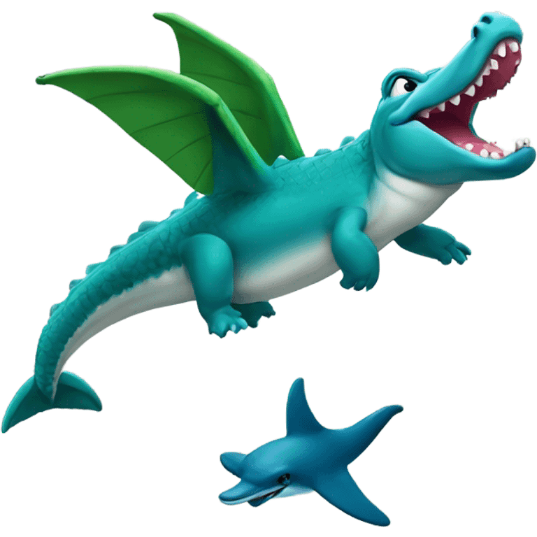 alligator flying on a dolphin  emoji