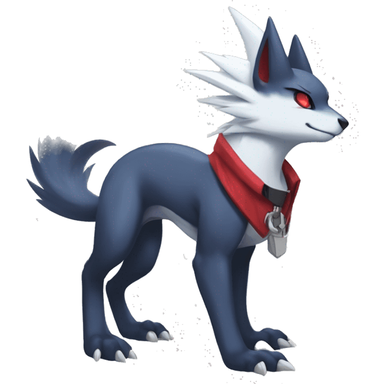 Cool Edgy Nargacuga-Absol-Zangoose-Sneasel-Quilava with a collar on, full body emoji