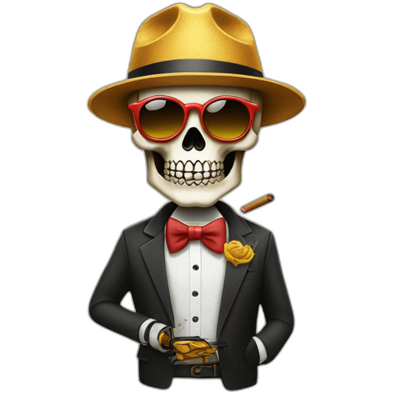 calavera con gafas de sol y un cigarrillo emoji