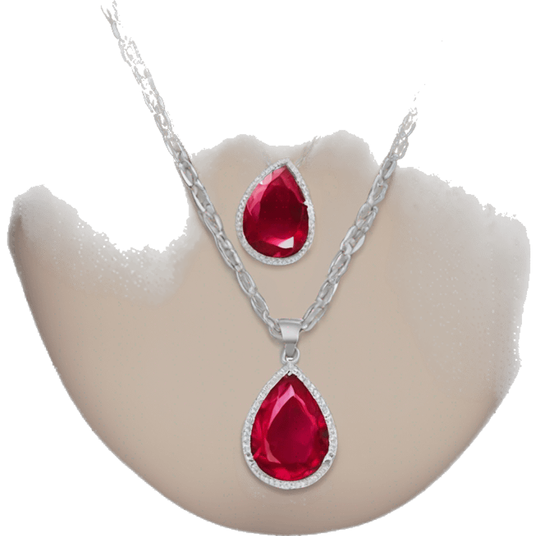 ruby on a necklace tear closeup big silver chain  emoji