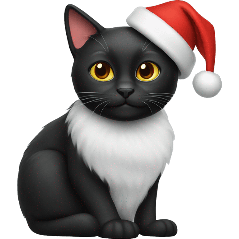 black cat with santa hat emoji