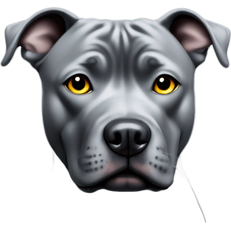 All grey staffy with gold eyes emoji