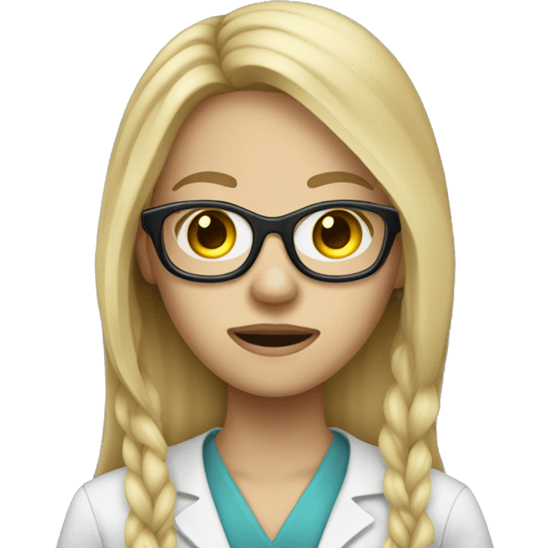 Long blonde hair embalmer girl wearing mask and glasses  emoji