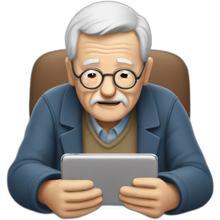 old man typing on phone emoji