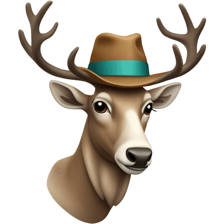 Caribou wearing a hat emoji