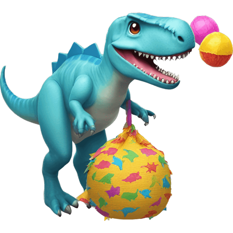 dinosaur with shark hat is riding a pinata emoji