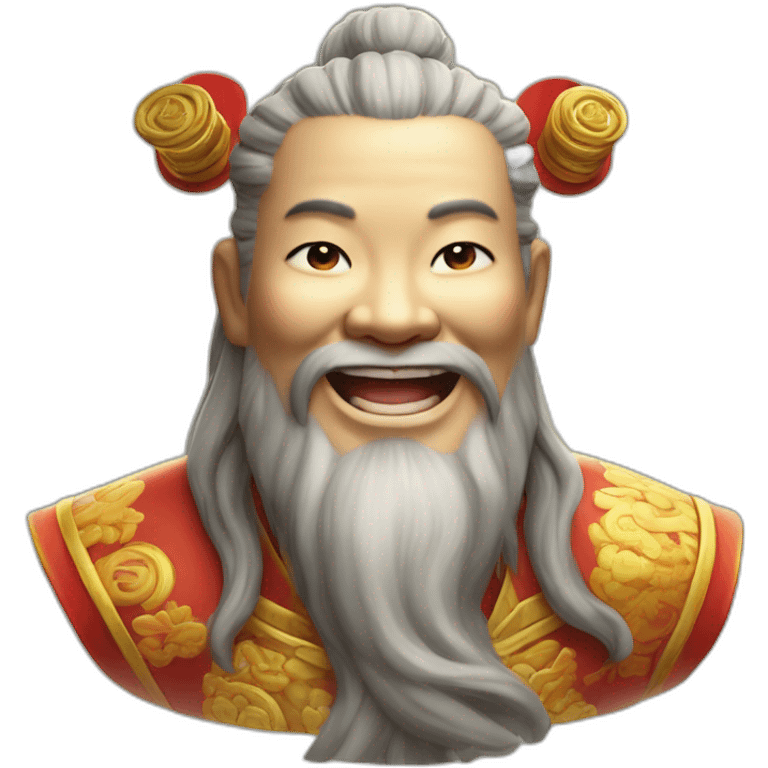 Smiling photo realistic enchanting chinese god of Fortune emoji