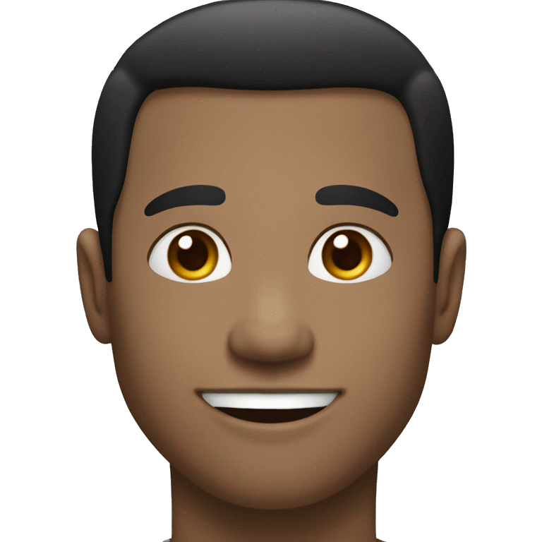 Black hair man, white skin , small nose, small eyes, smiling, portrait emoji