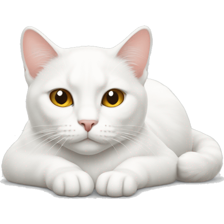 White cat laying down emoji