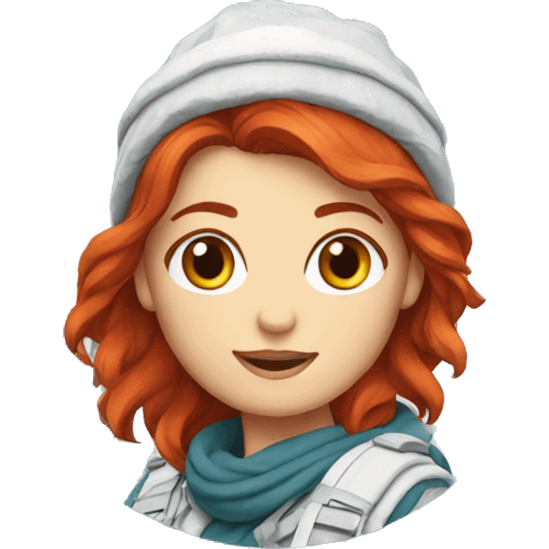 a red hair female on everest with greek flag emoji