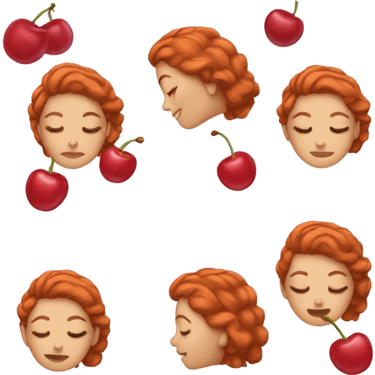 Woman with cherry hair sleeping emoji