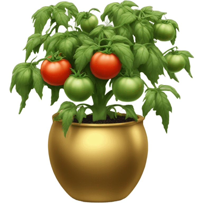 Large Tomato plant with only Black tomatoes on in a gold pot emoji