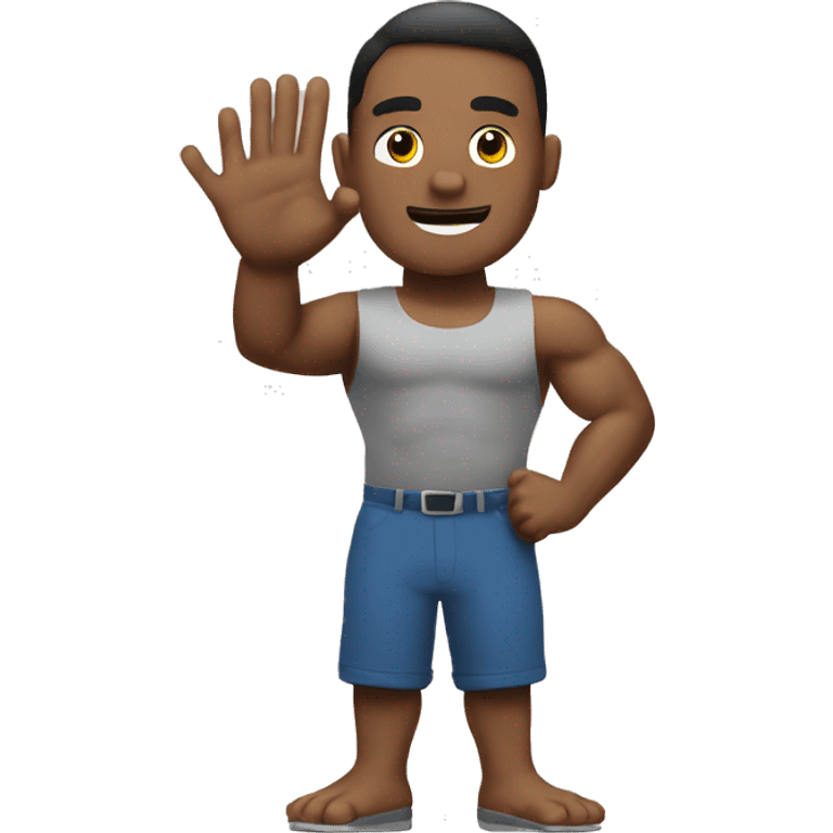 a muscle man waving hand emoji