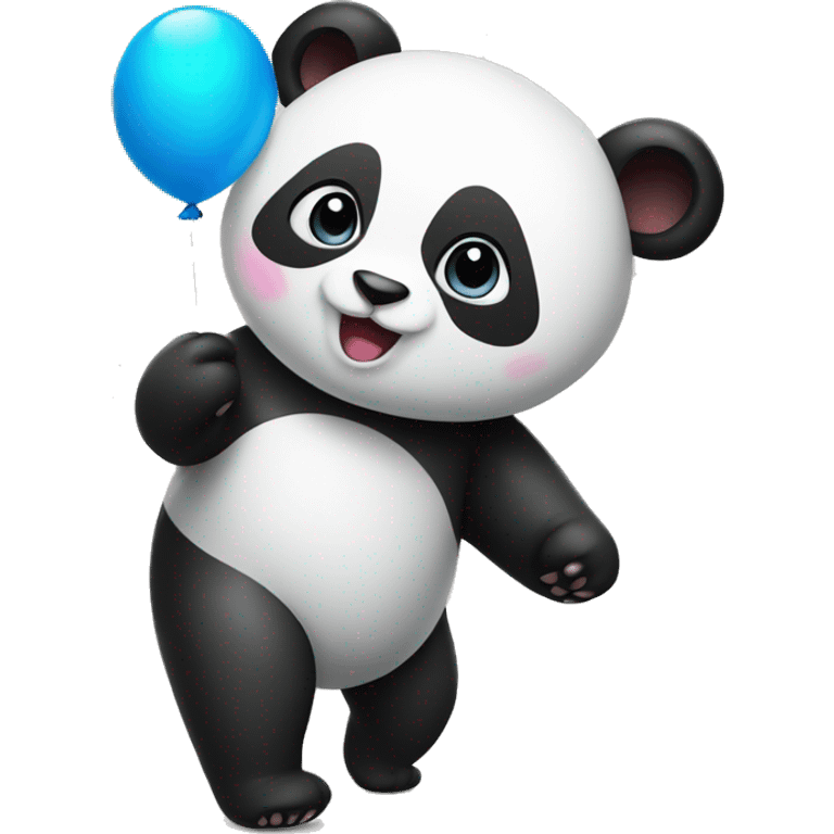 A little panda holding a balloon emoji