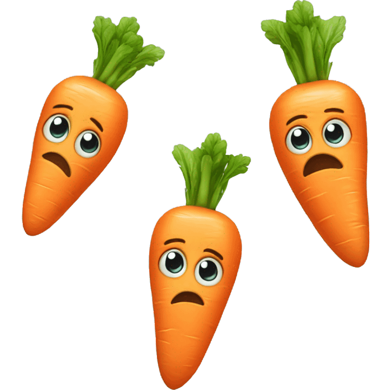 Cute carrot with large eyes crying, tears emoji