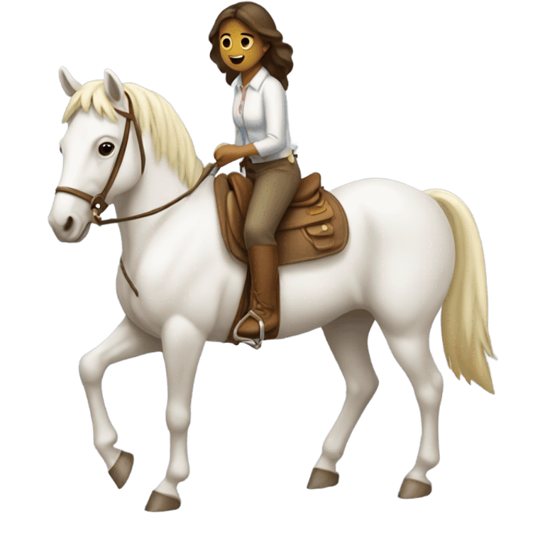 chica montando a caballo blanco emoji