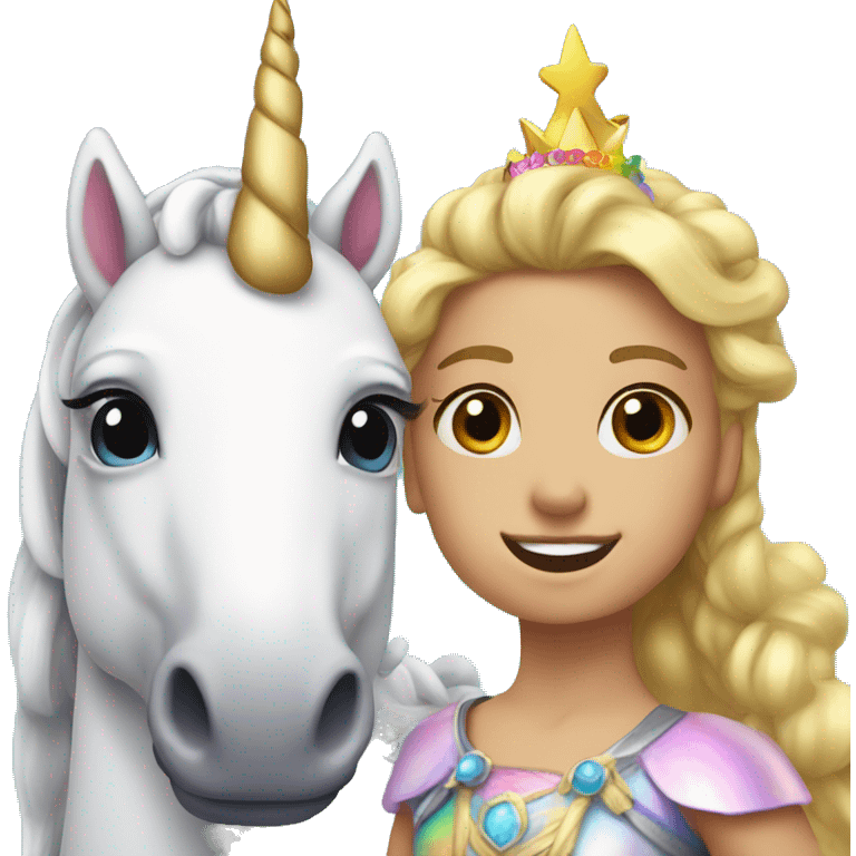 Rainbow unicorn and a princess  emoji