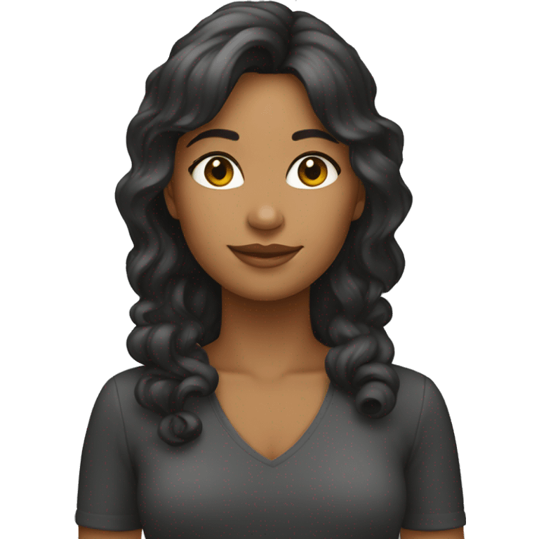 Una chica de pelo negro largo de 40 años con casco blanco  emoji