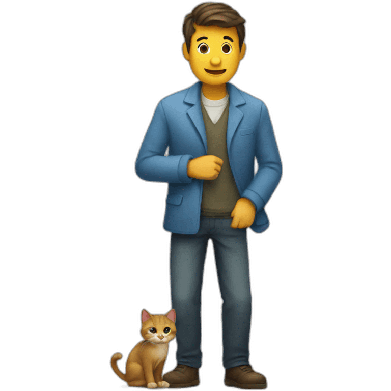 Un homme embrasse un chat emoji