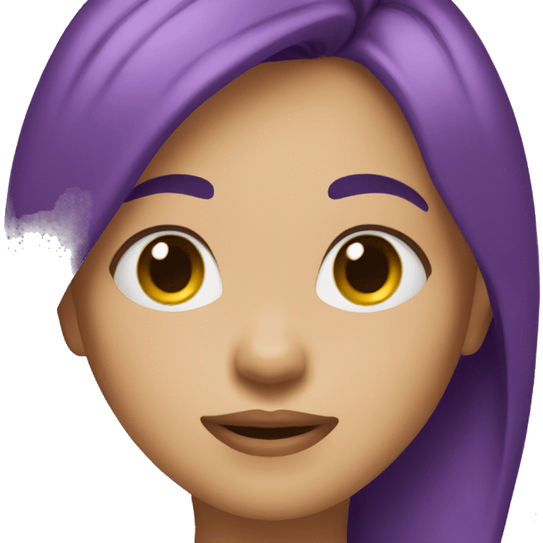 Mustach girl purple hair emoji