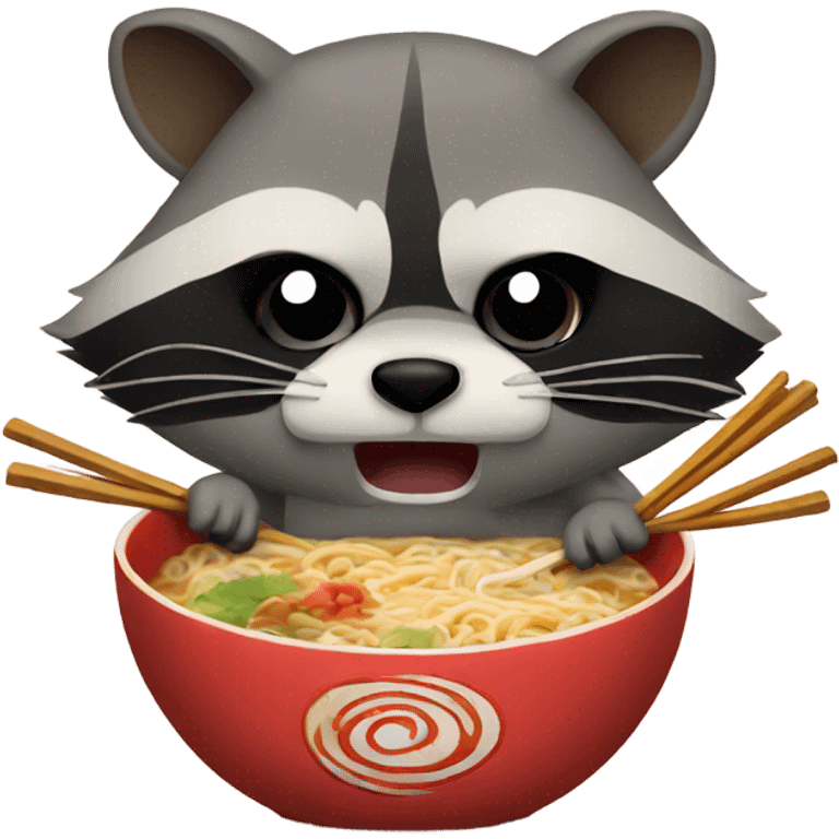 Angry raccoon eating ramen emoji