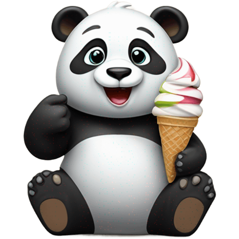 Panda eating ice cream emoji