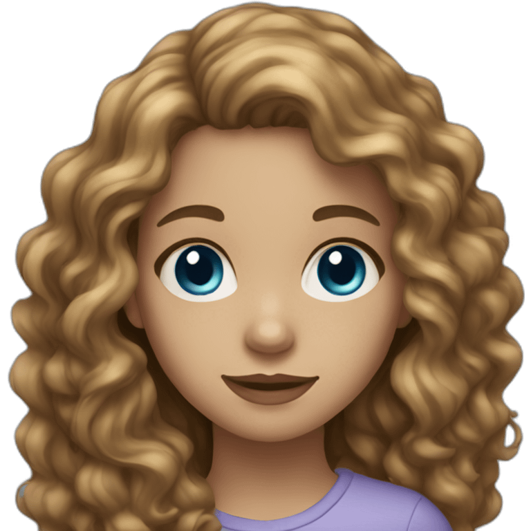 girl with long curly brown hair blue eyes light skin emoji