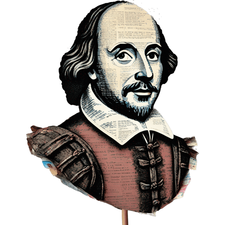 Shakespeare made of newspaper cuttings 420 roses flowers emoji