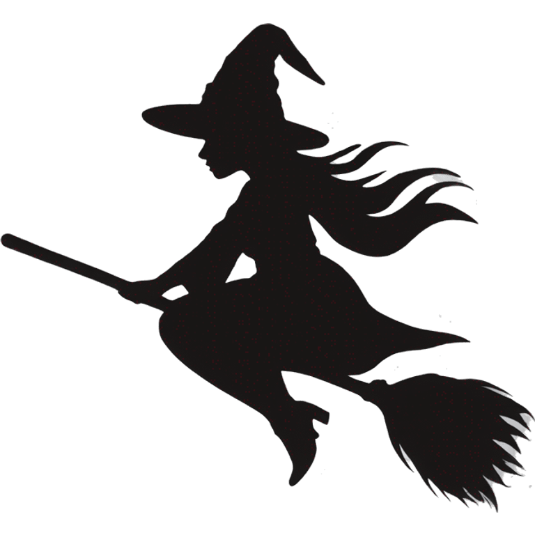 a witch on a broom silhouette emoji